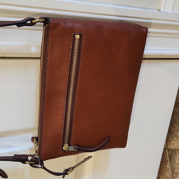 New With Tags Fossil Leather Fiona Small Crossbody Brown - Picture 5 of 9